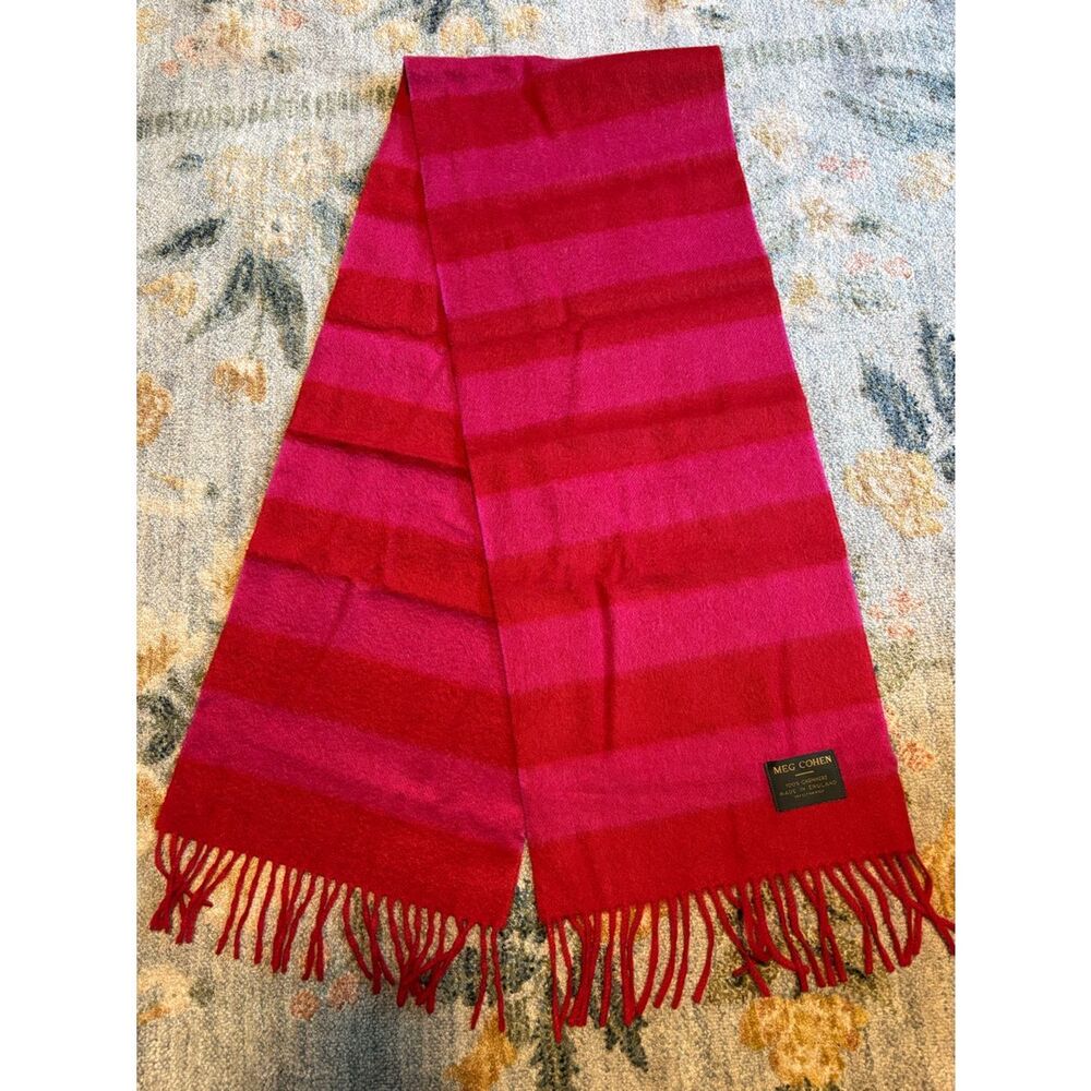 Meg Cohen Striped Cashmere Pink Scarf